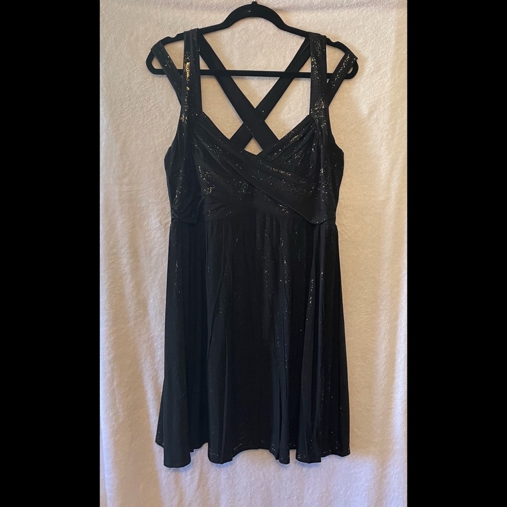 Torrid black mini dress with gold glitter